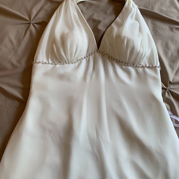 Barbra Allin Bridal Dress Halter Neck & Train - Picture 1 of 10